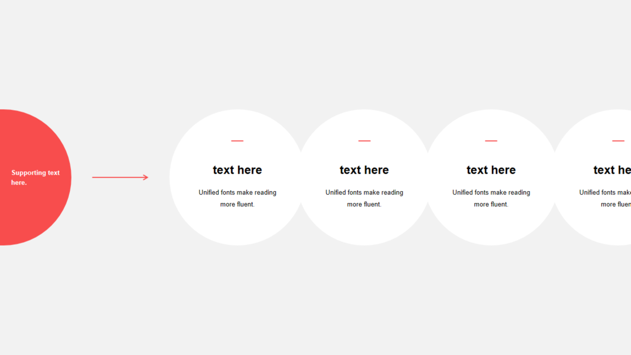 红色圆形扁平4项PPT流程