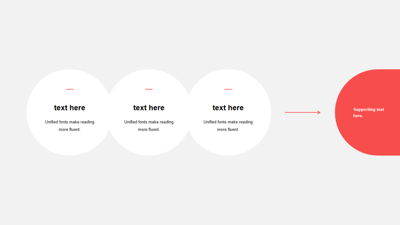 红色圆形扁平4项PPT流程