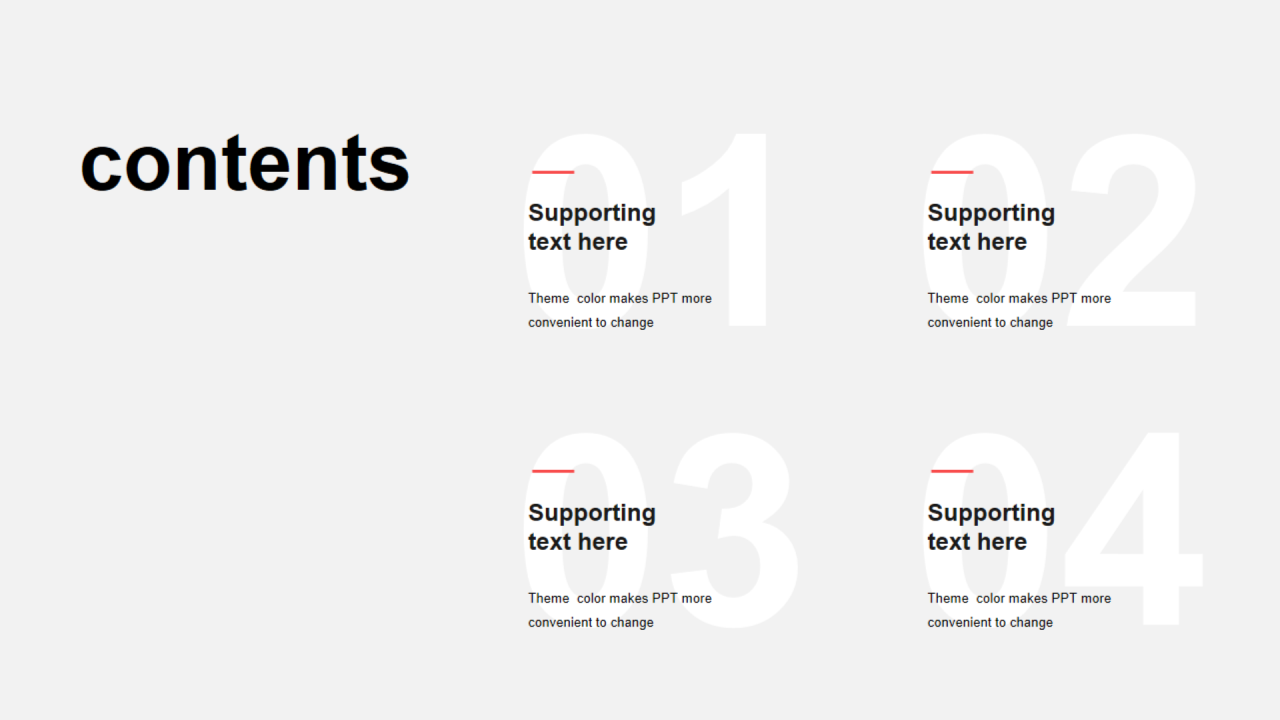 红色线条扁平3项PPT目录