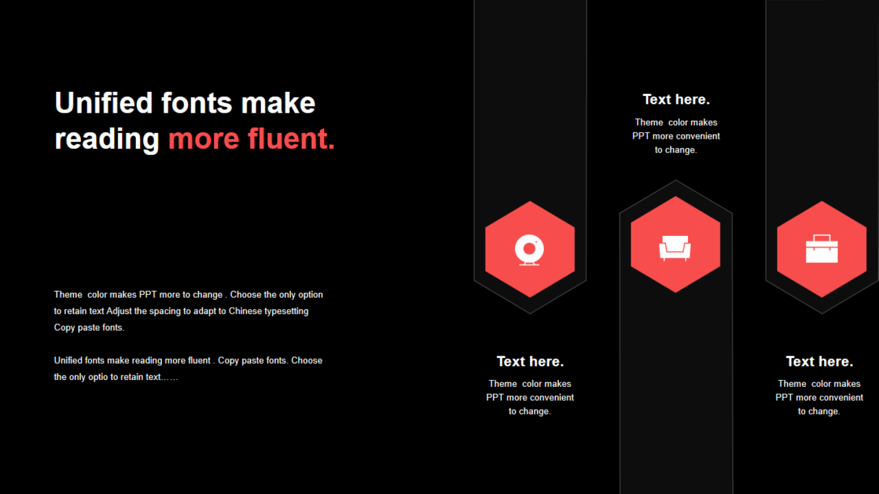 红色多边形扁平3项PPT列表