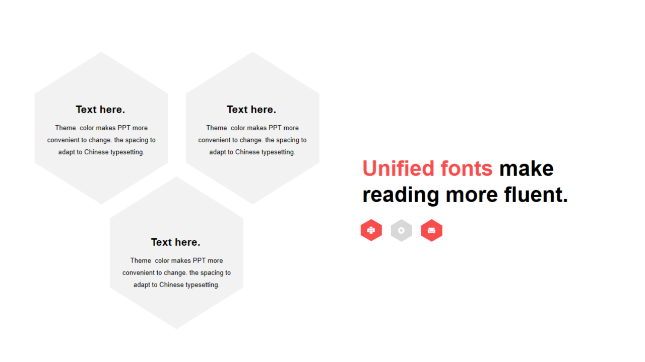 红色多边形扁平3项PPT列表