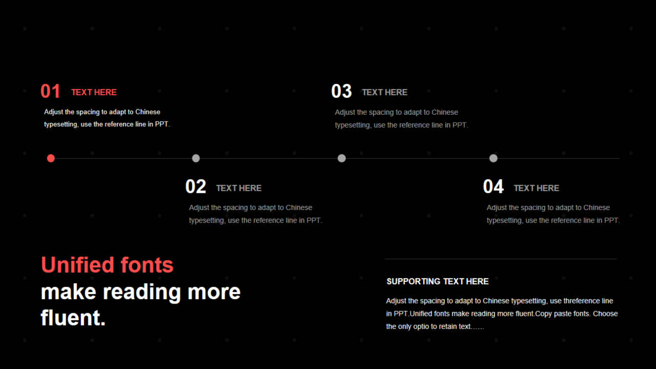 红色线条扁平3项PPT流程