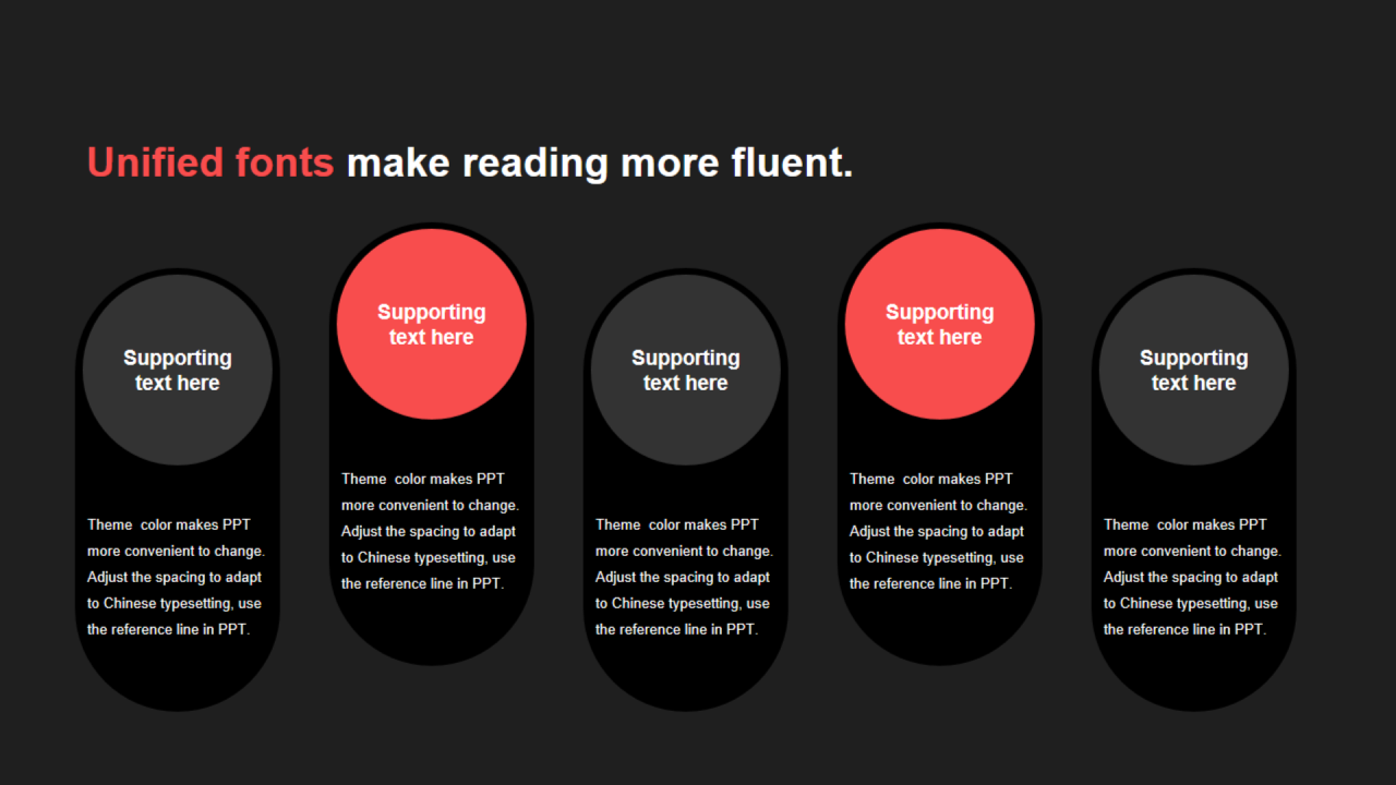 红色圆形扁平4项PPT列表