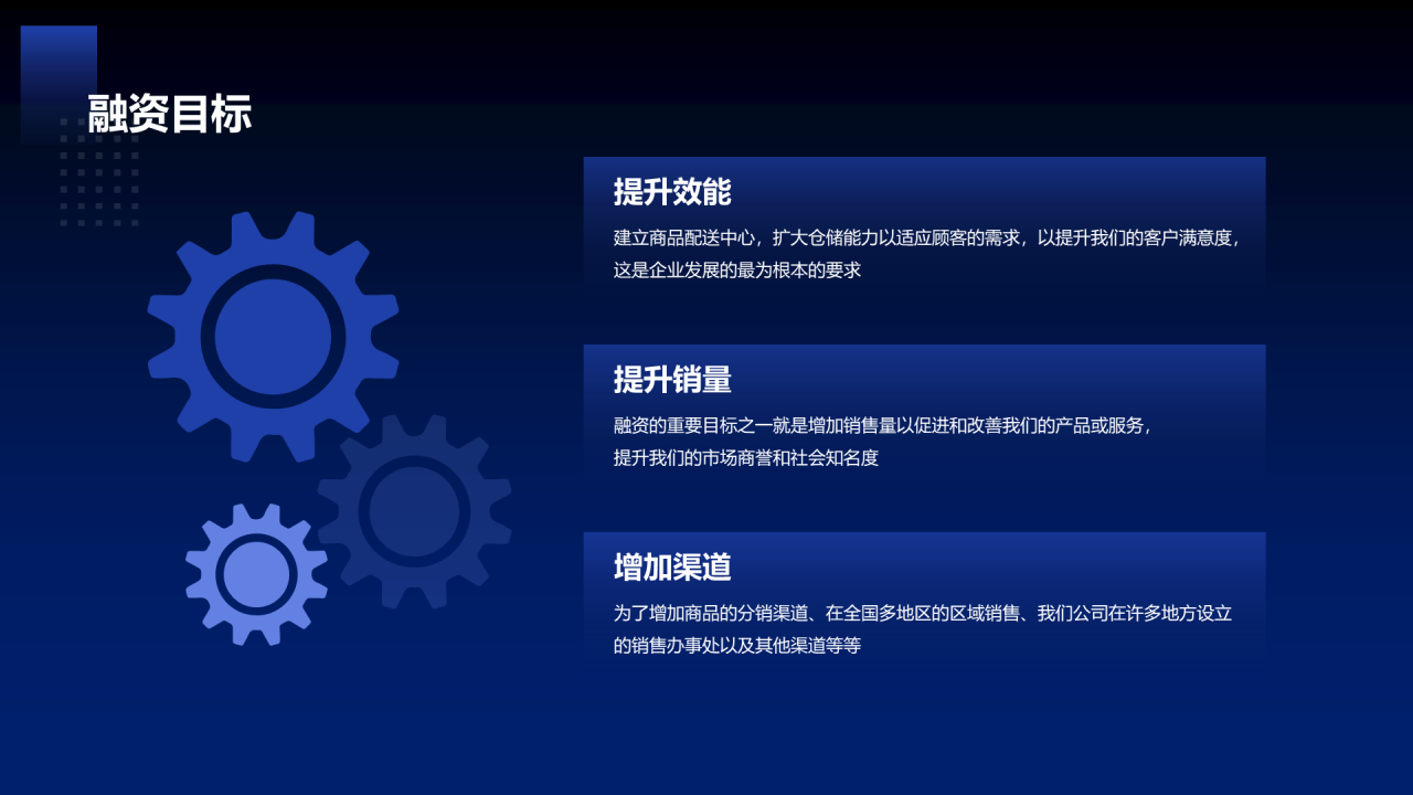 蓝色商务商业融资计划书PPT案例