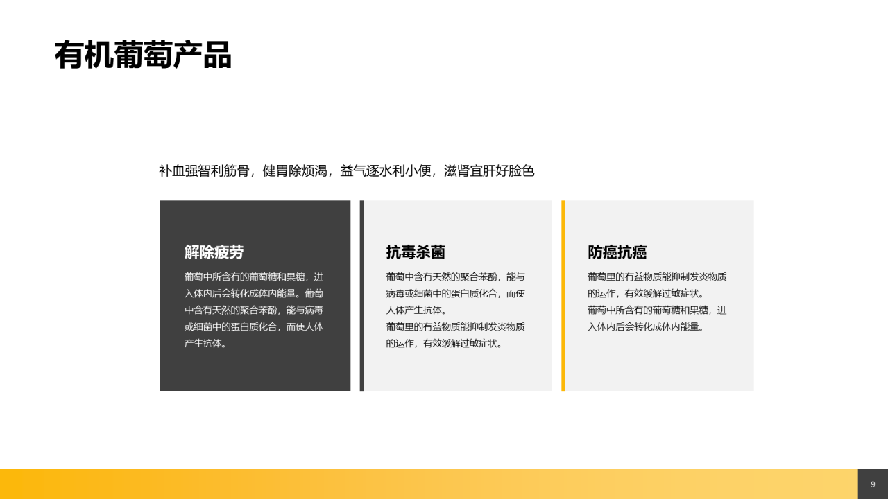 黄色创意食品健康产品手册PPT案例