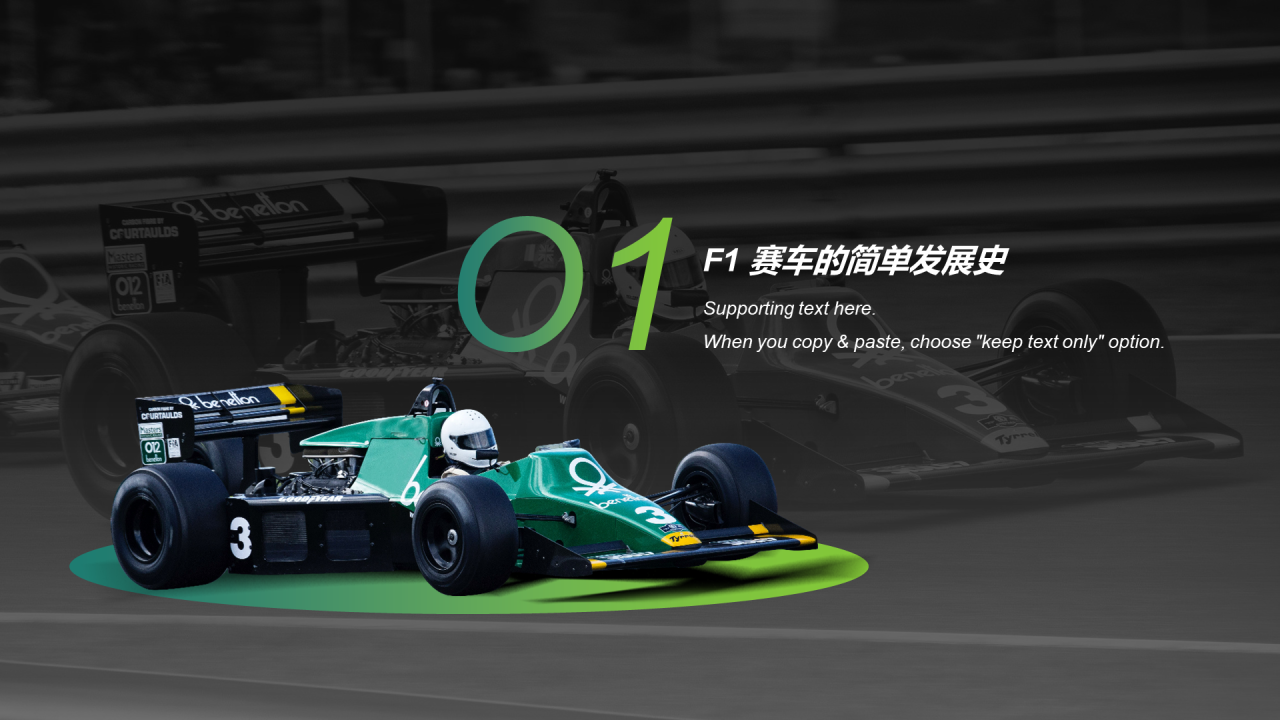 绿色赛事研究之F1方程式赛车赛事介绍PPT素材
