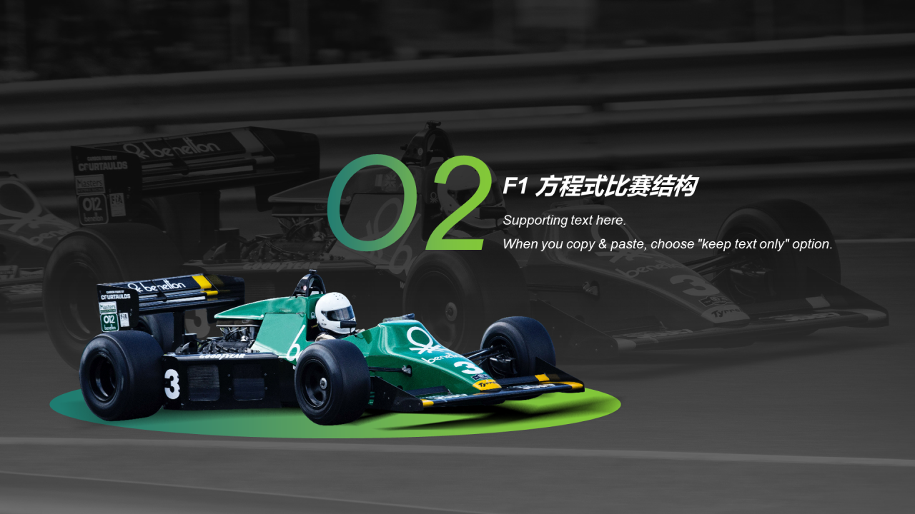 绿色赛事研究之F1方程式赛车赛事介绍PPT素材