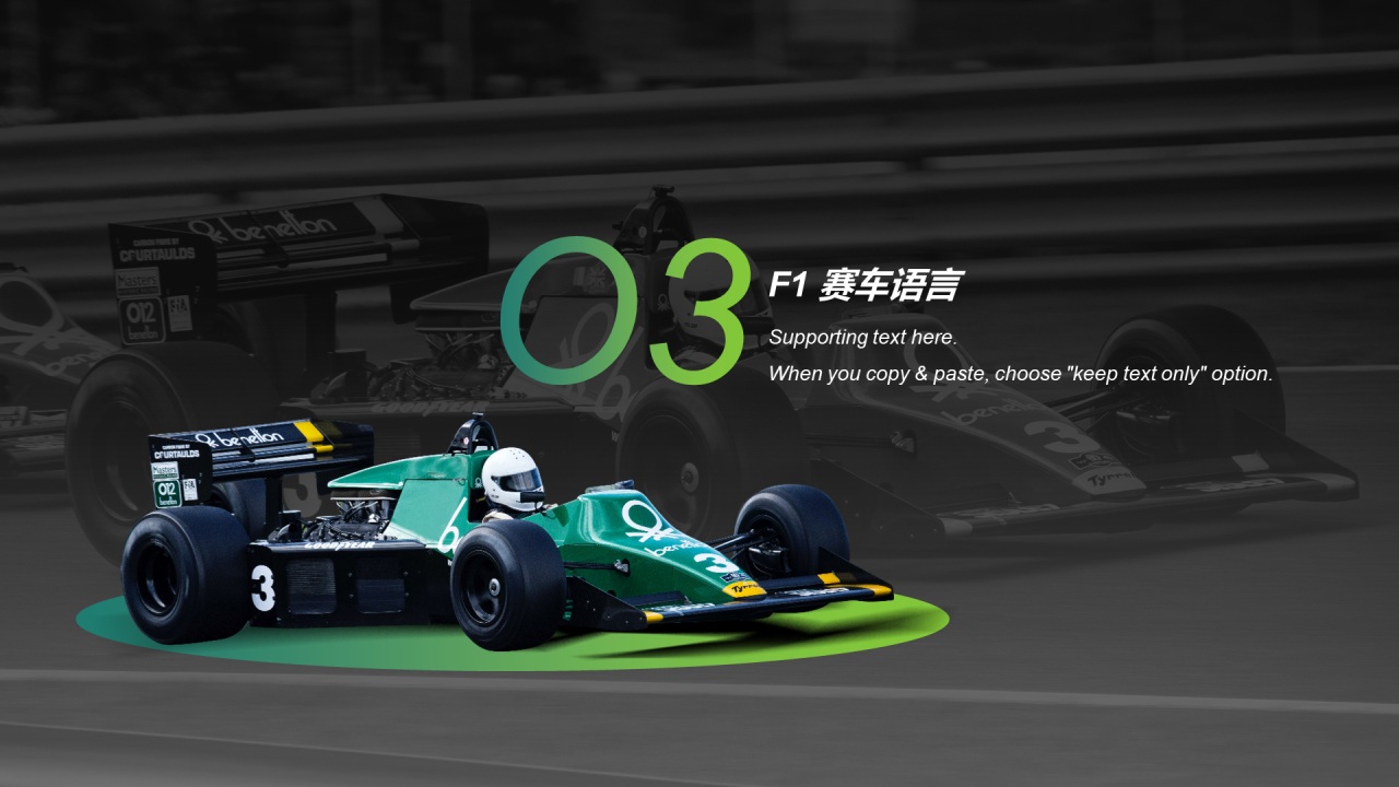 绿色赛事研究之F1方程式赛车赛事介绍PPT素材