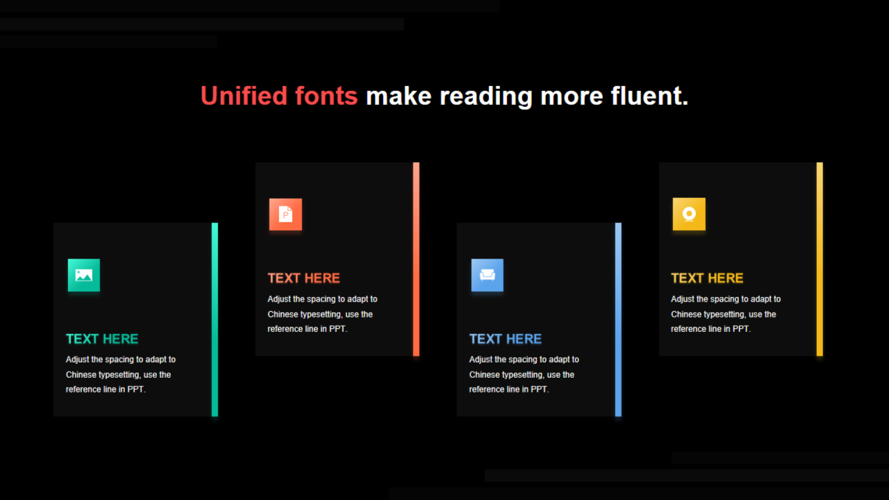 多色线条渐变4项PPT列表
