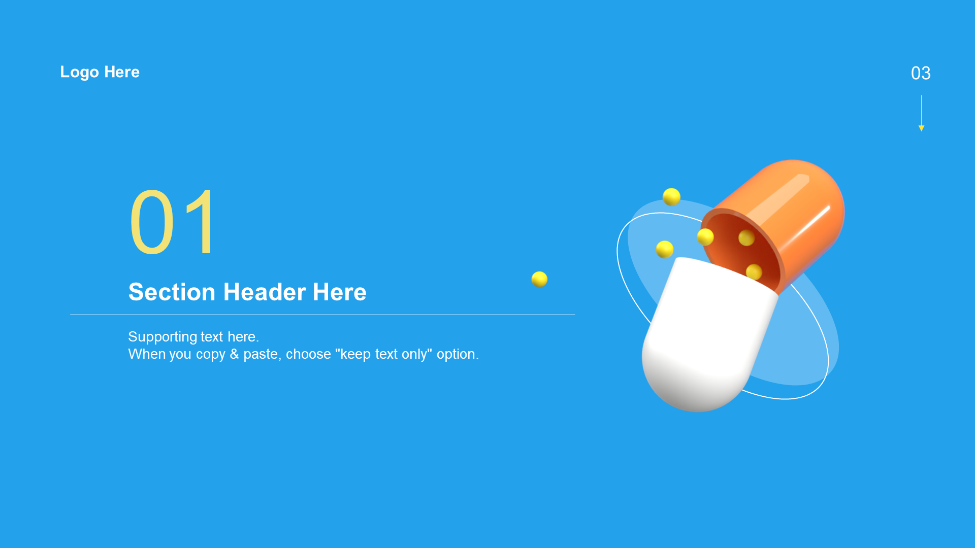 蓝色3d药丸创意研究报告ppt主题