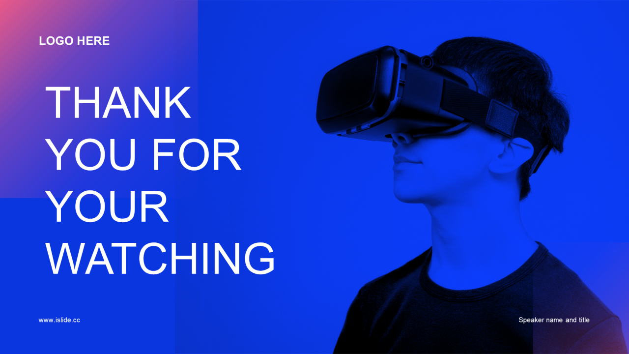 蓝色科技风VR虚拟现实技术PPT下载