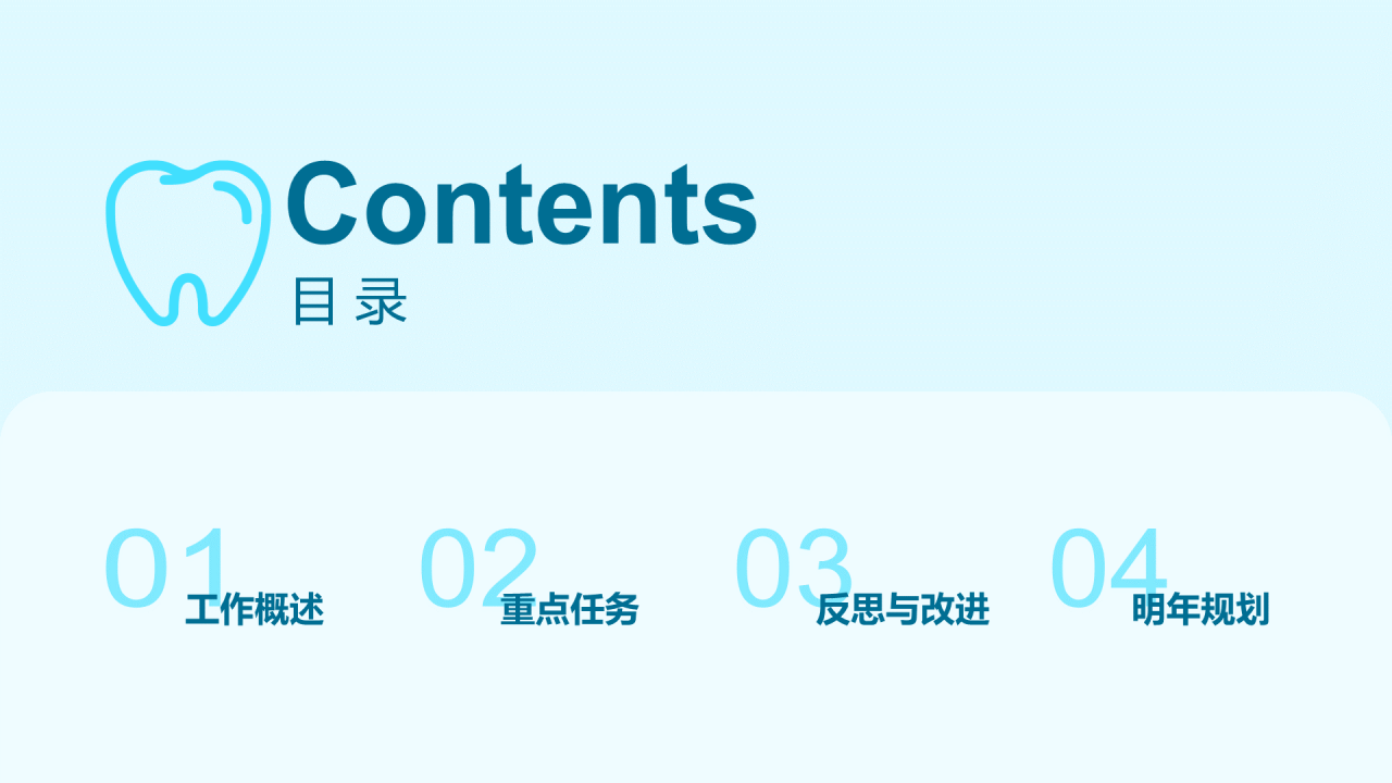 蓝色商务牙科医疗行业年终总结报告PPT案例