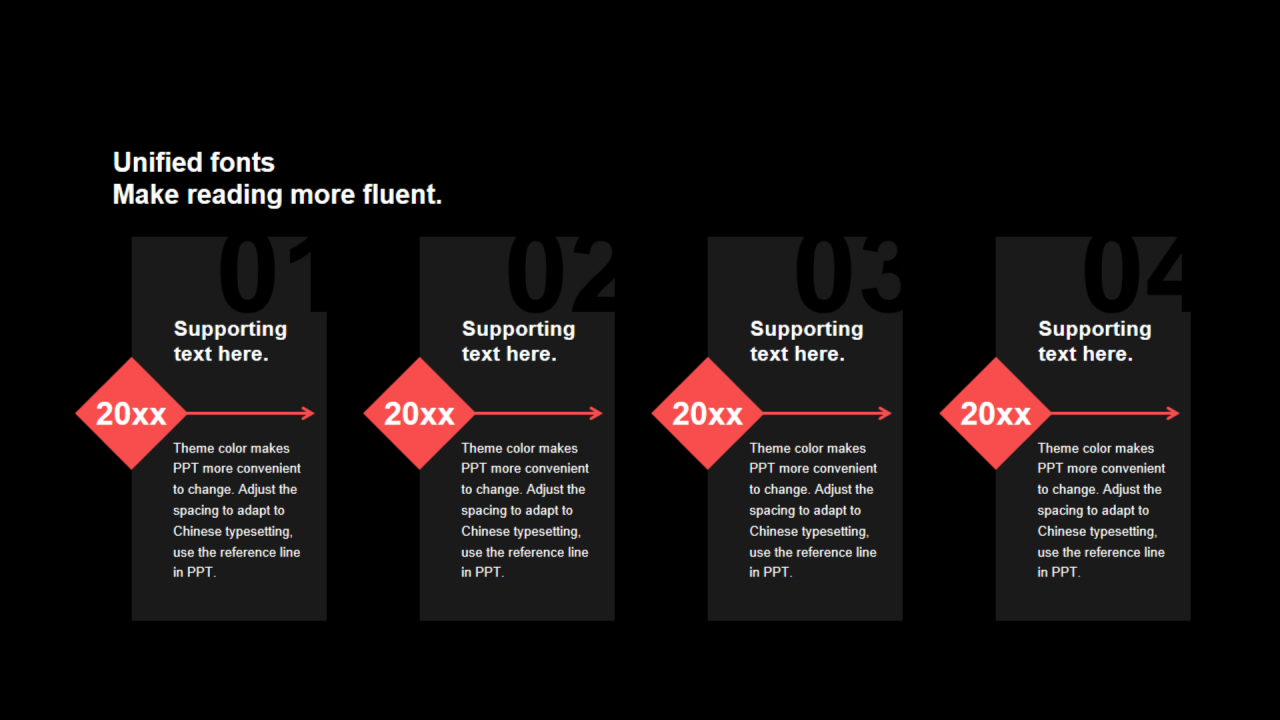 红色线条扁平2项PPT流程