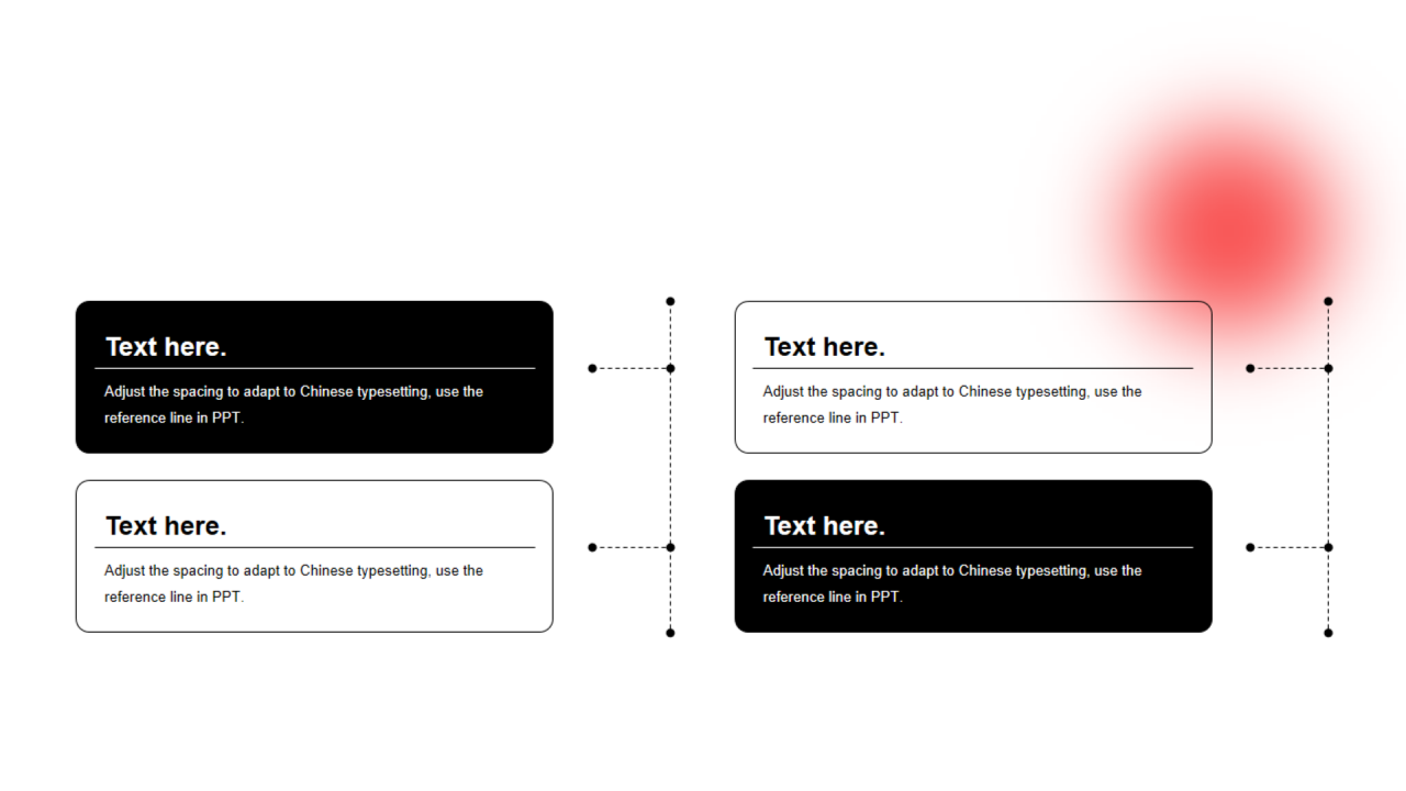 黑色圆角矩形线条6项PPT层次结构