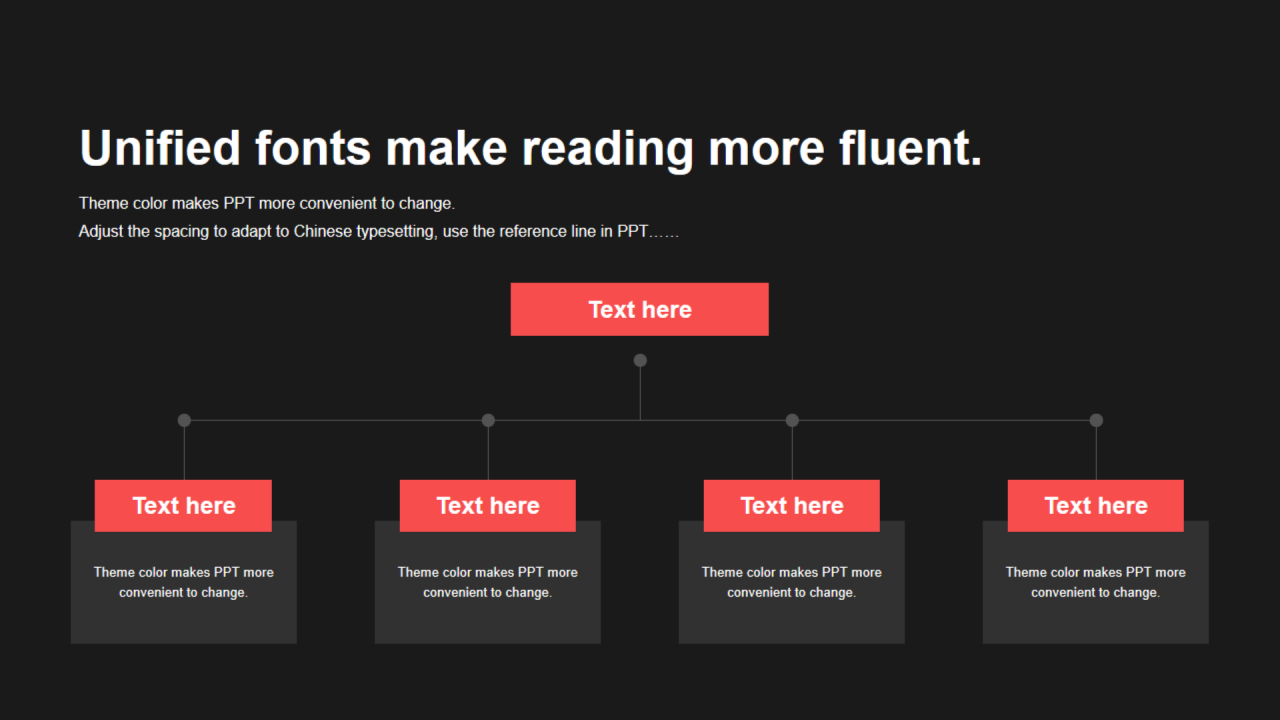 红色矩形扁平3项PPT层次结构