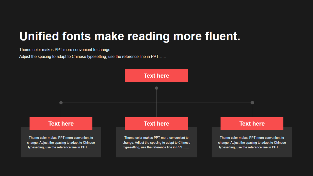 红色矩形扁平3项PPT层次结构