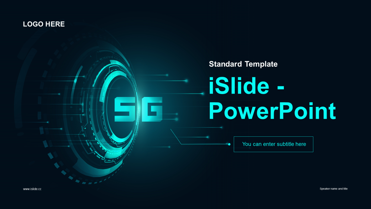 蓝色科技互联网5G商业计划书PPT主题