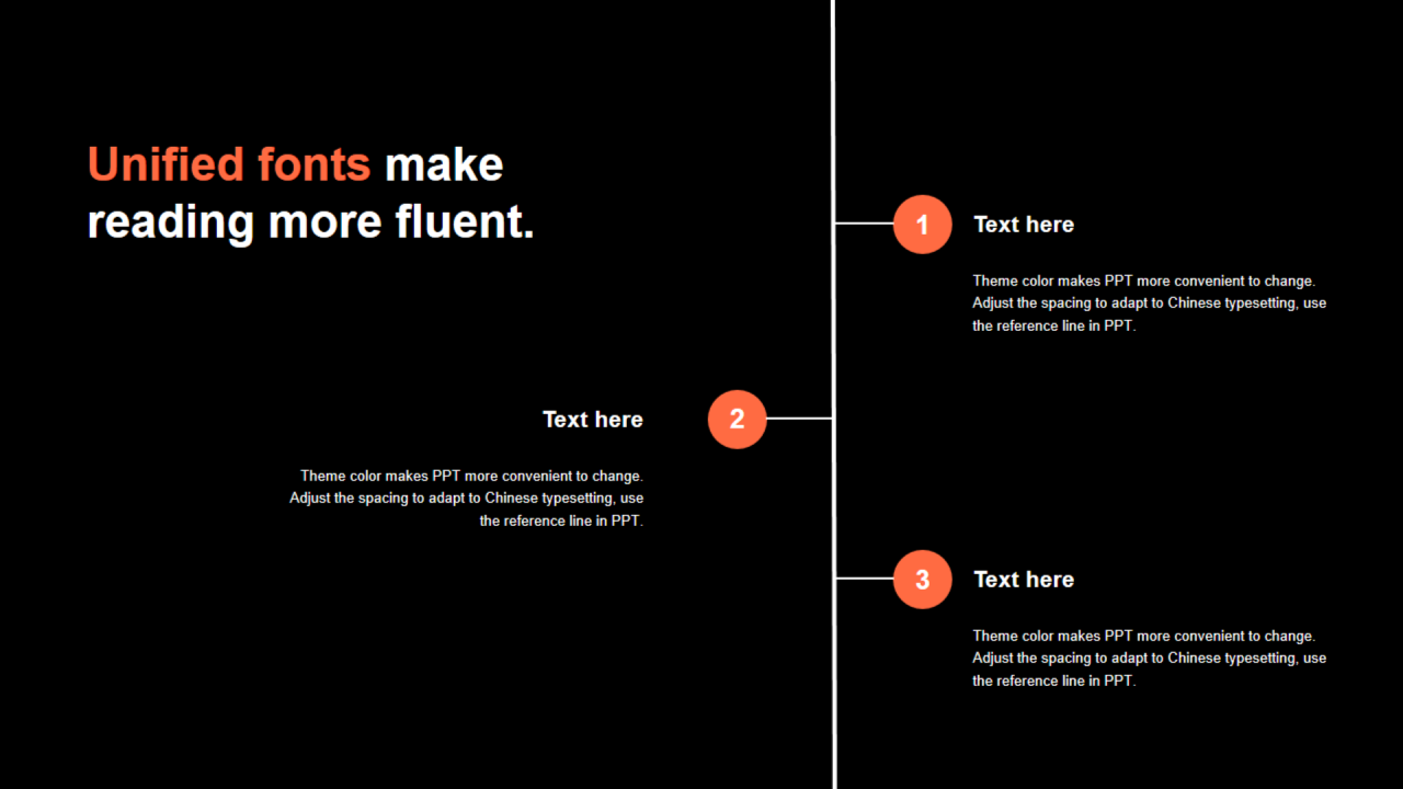 橘色扁平3项PPT流程时间线