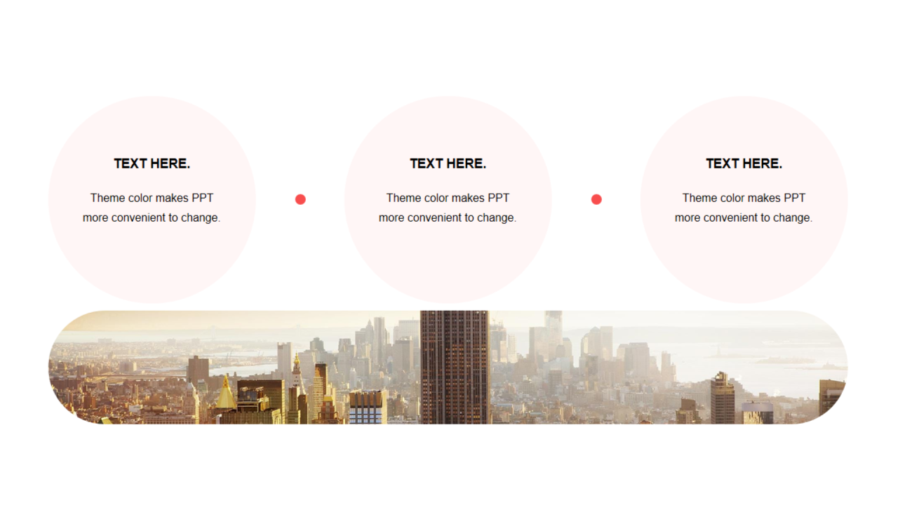 红色简约4项PPT流程关系图