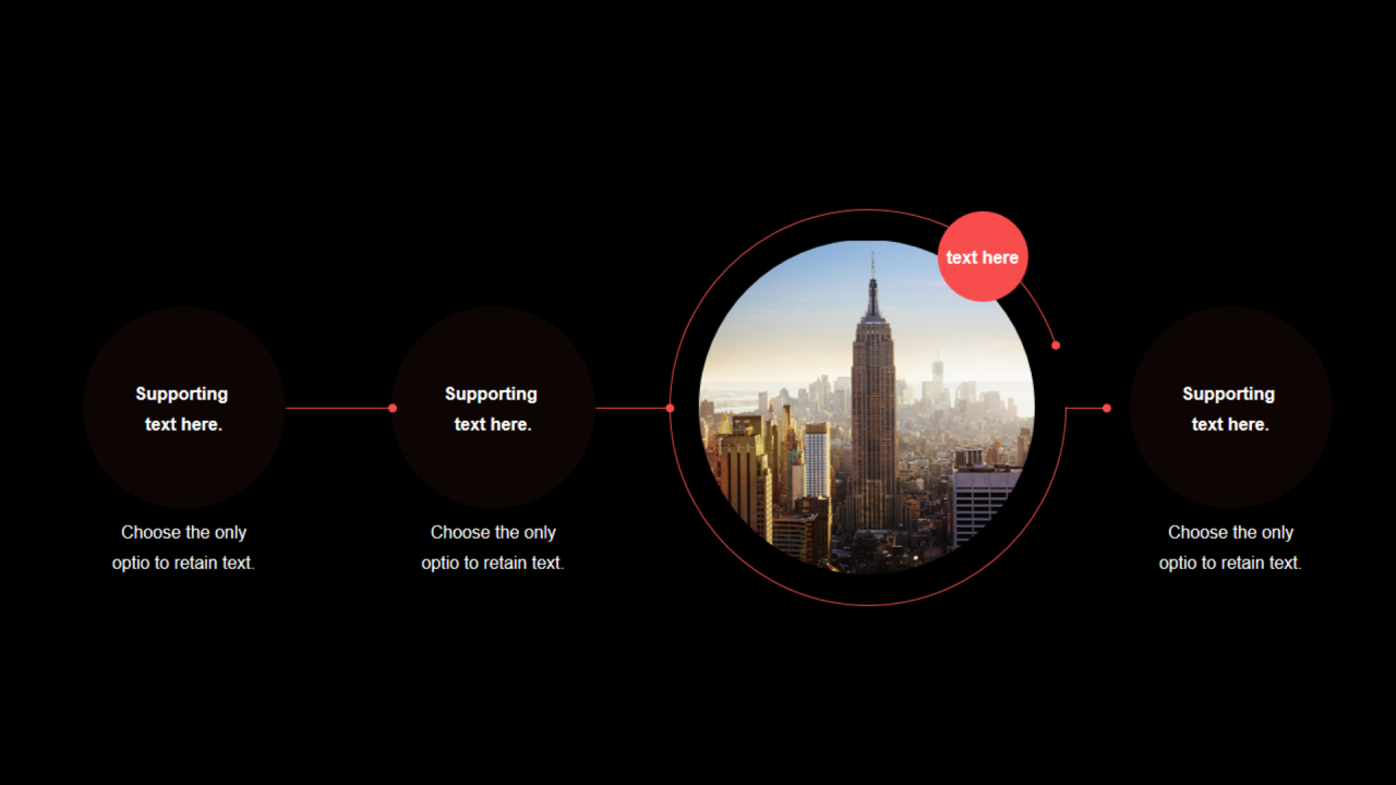 红色简约4项PPT流程关系图