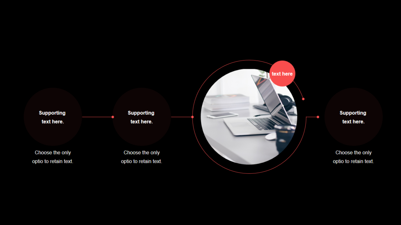 红色简约4项PPT流程关系图