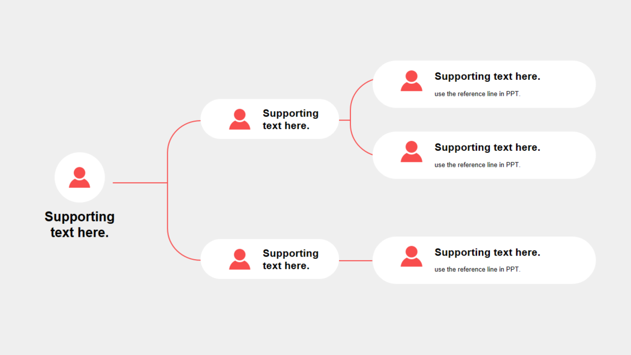 红色圆角矩形扁平3项PPT层次结构