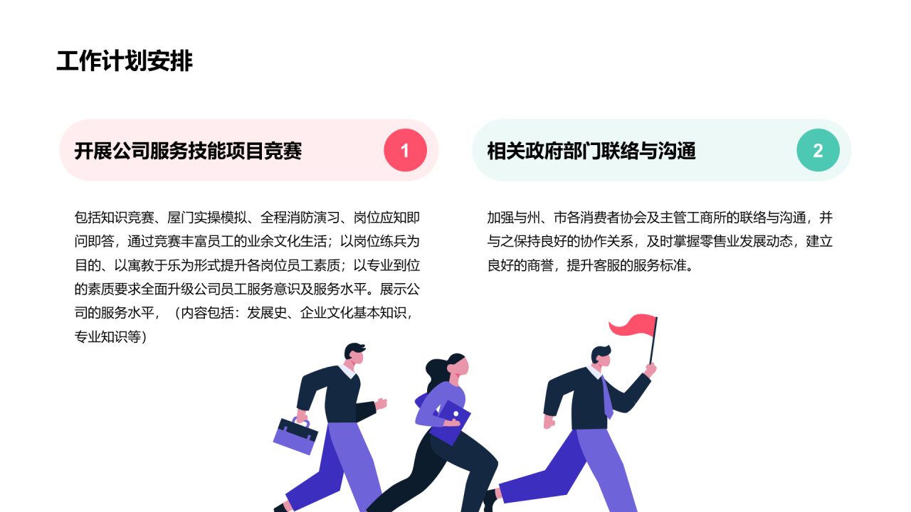 扁平插画客服工作年终总结PPT素材