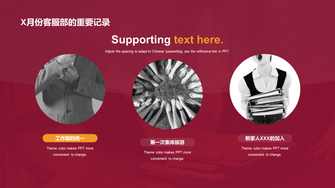 红色商务客服部年终总结汇报PPT案例