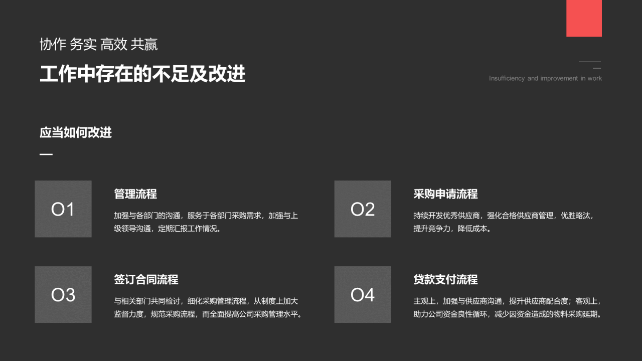 深色简约商务采购部年终总结汇报PPT案例