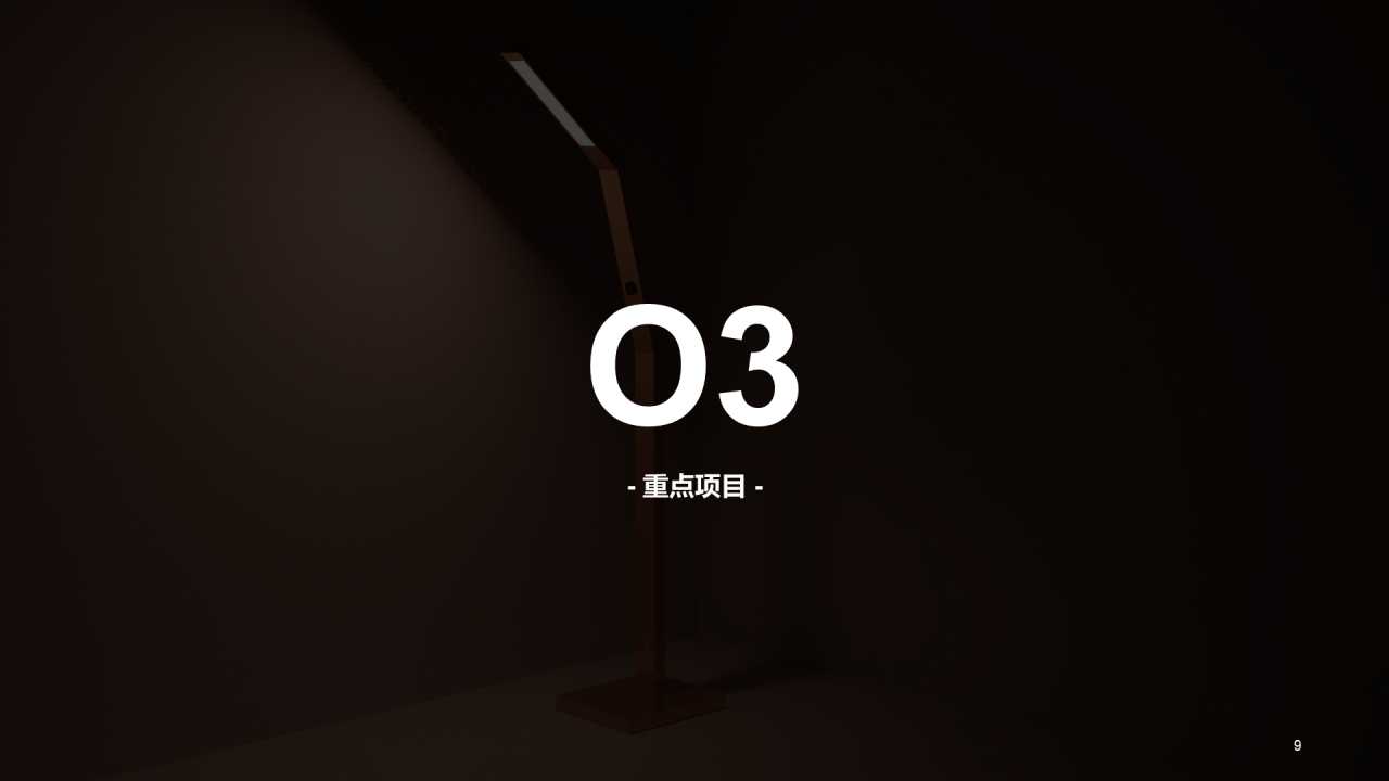 灰色商务灯光家具市场研究调研报告PPT案例