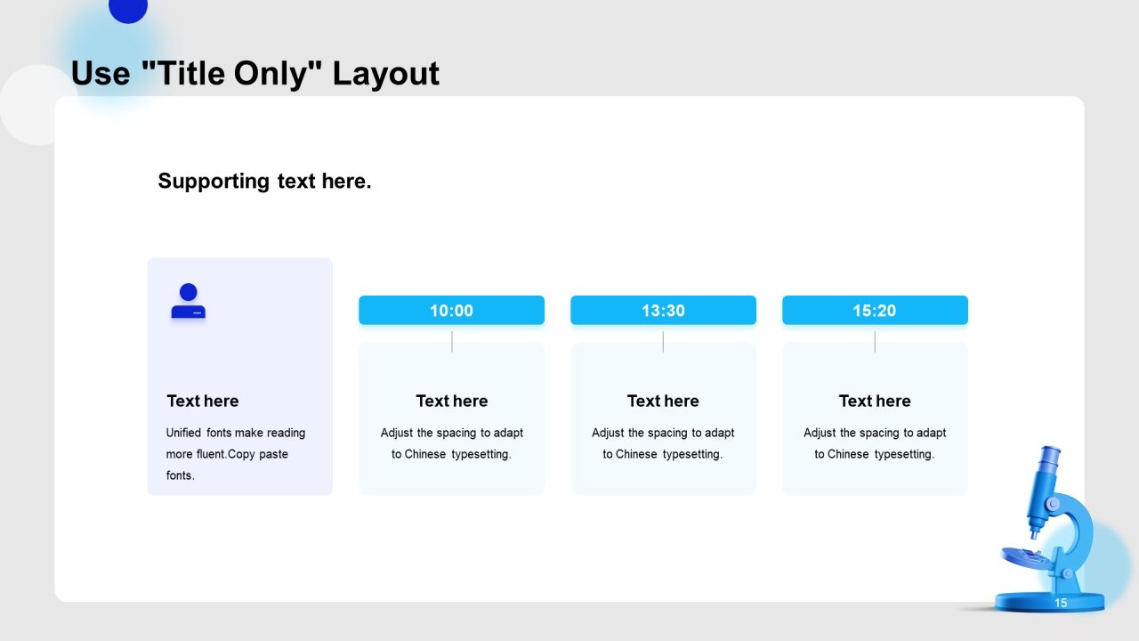 蓝色立体显微镜医疗报告PPT样式