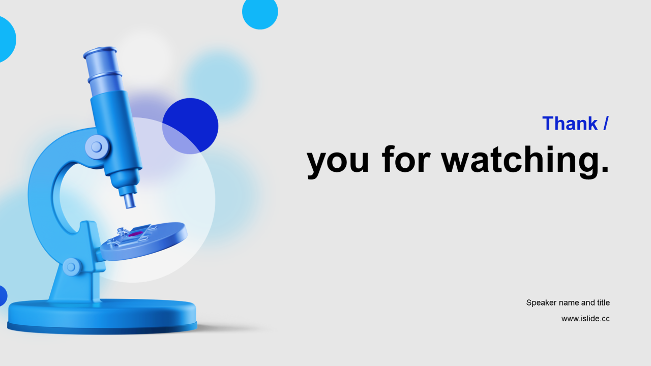 蓝色立体显微镜医疗报告PPT样式