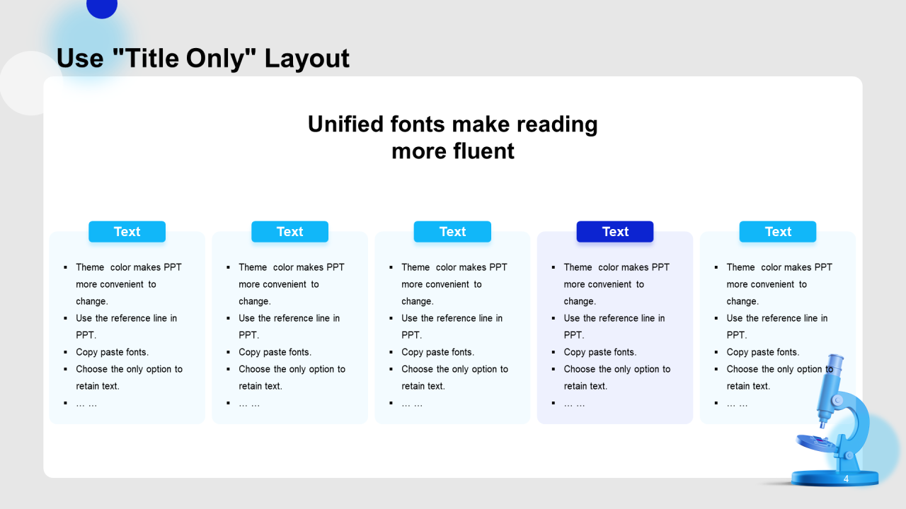 蓝色立体显微镜医疗报告PPT样式