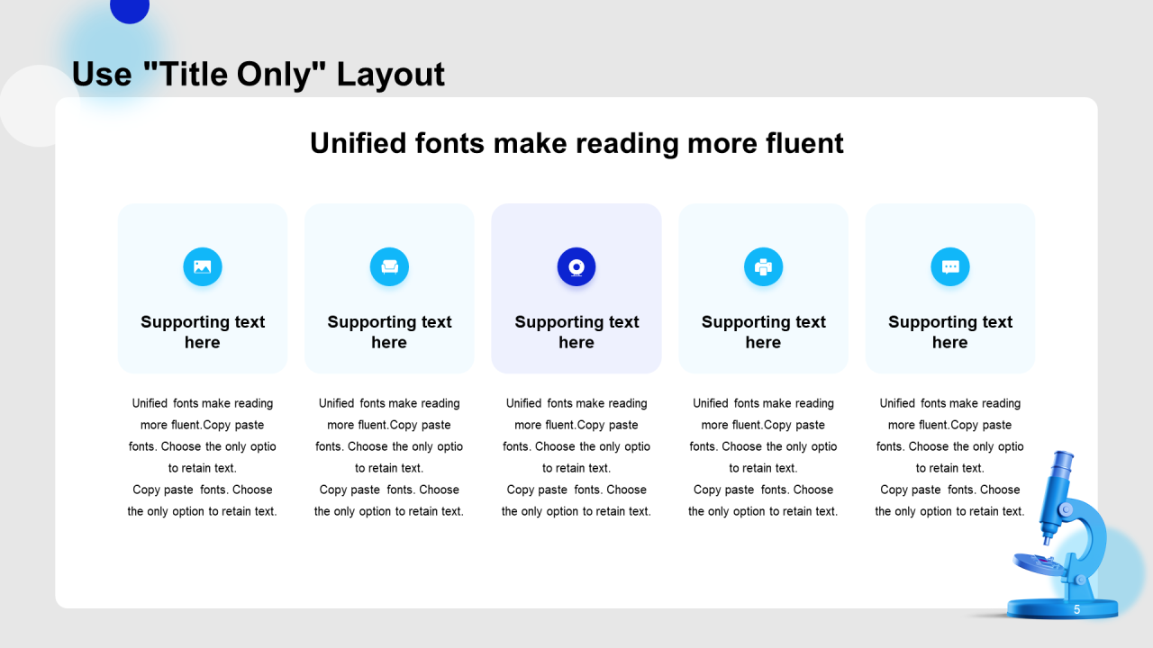 蓝色立体显微镜医疗报告PPT样式
