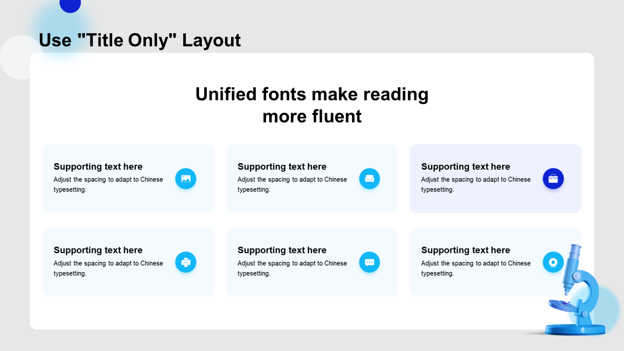 蓝色立体显微镜医疗报告PPT样式
