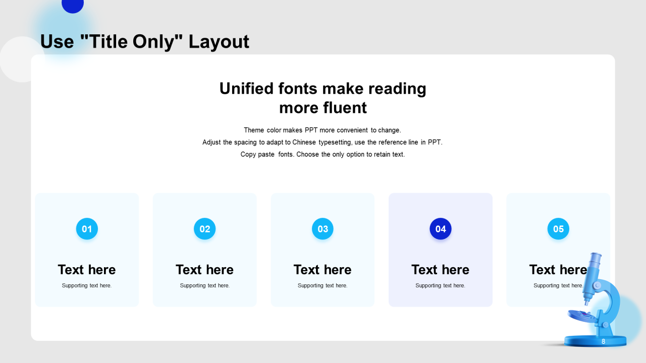 蓝色立体显微镜医疗报告PPT样式