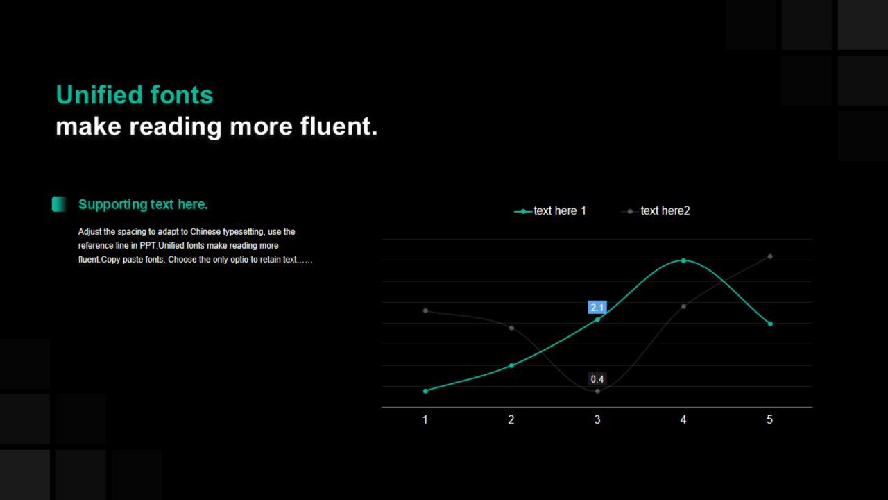 绿色渐变PPT折线图