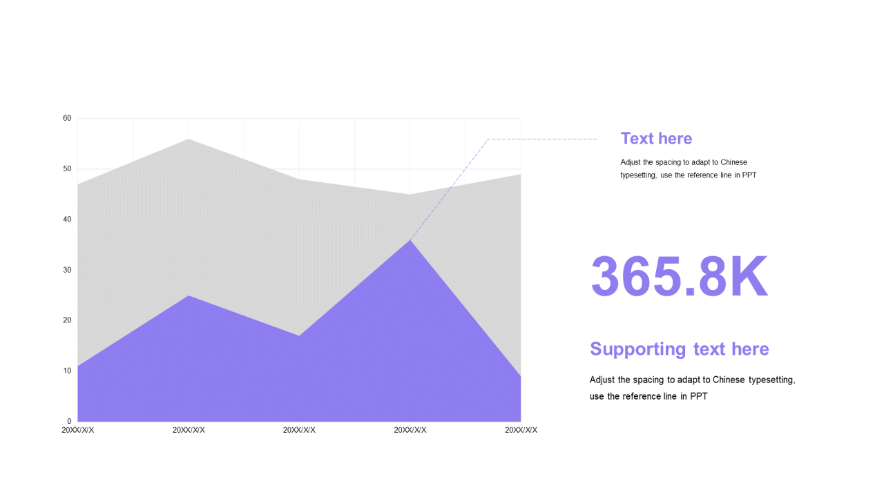 紫色扁平PPT面积图