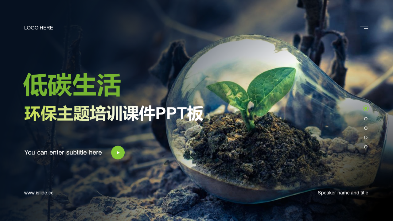 绿色简约环保培训课件PPT主题