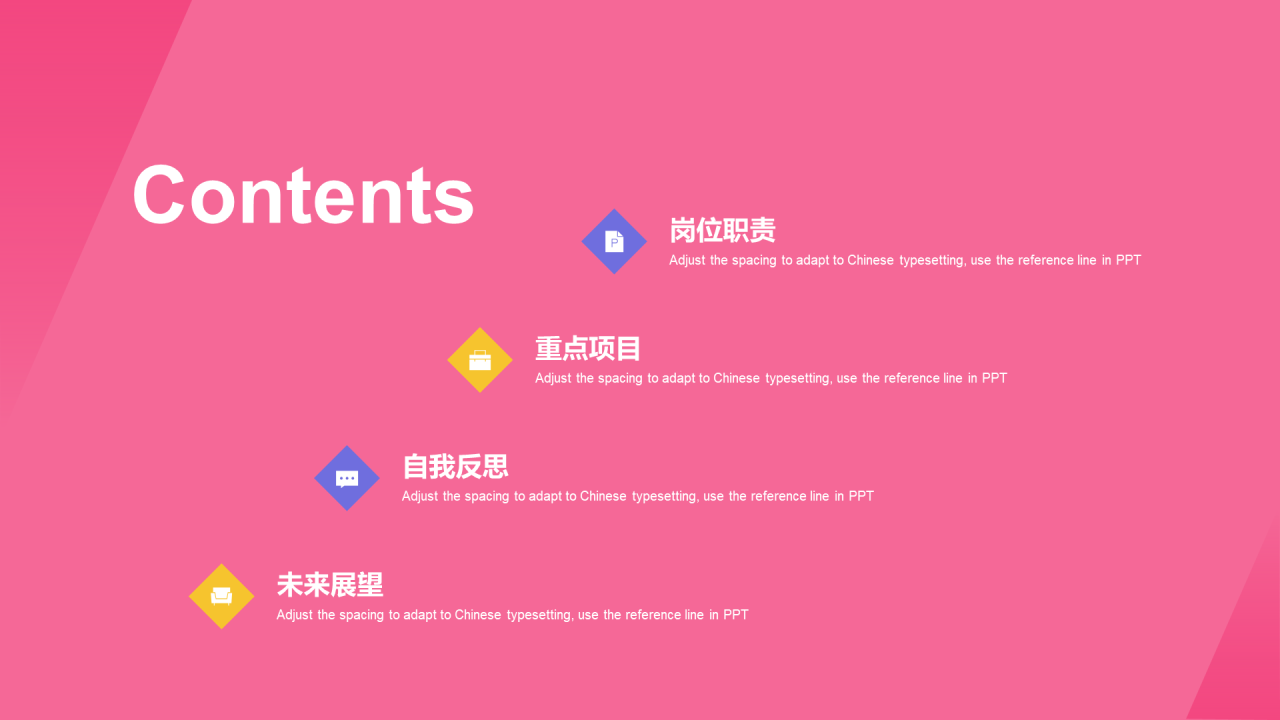 粉色创意竞聘述职PPT模板