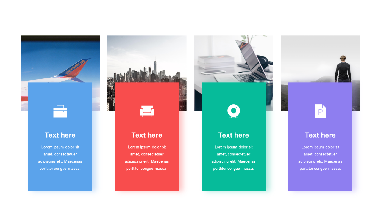 多色阴影4项PPT列表