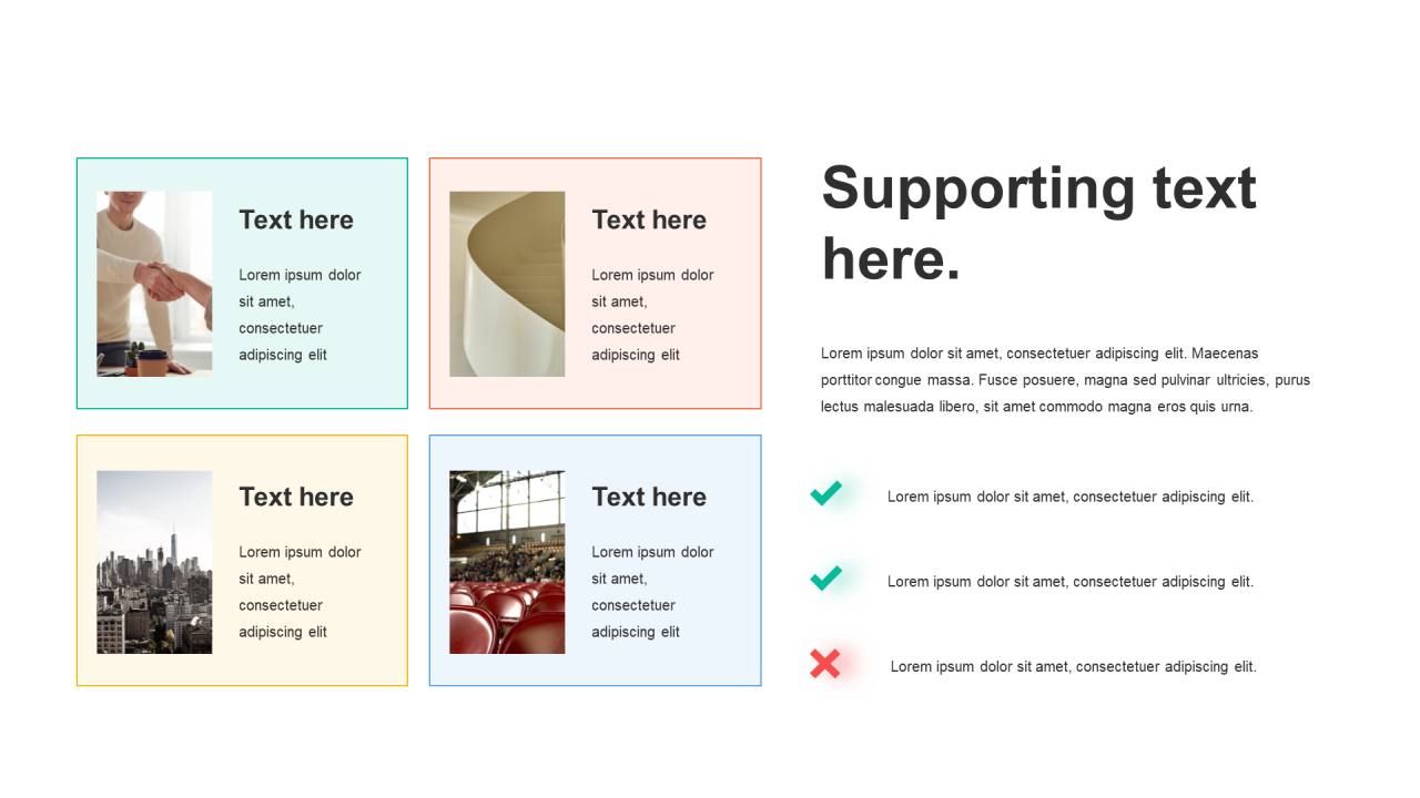 多色阴影4项PPT矩阵