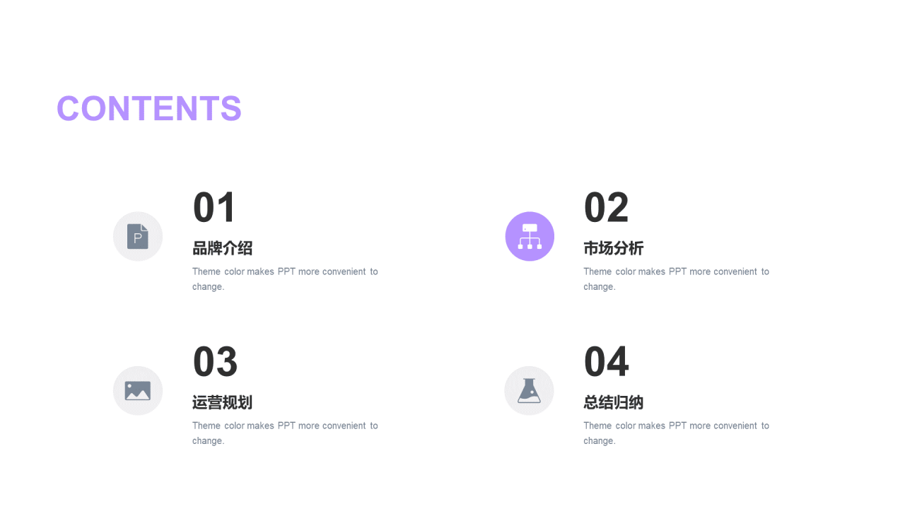 紫色简约品牌运营总结PPT案例