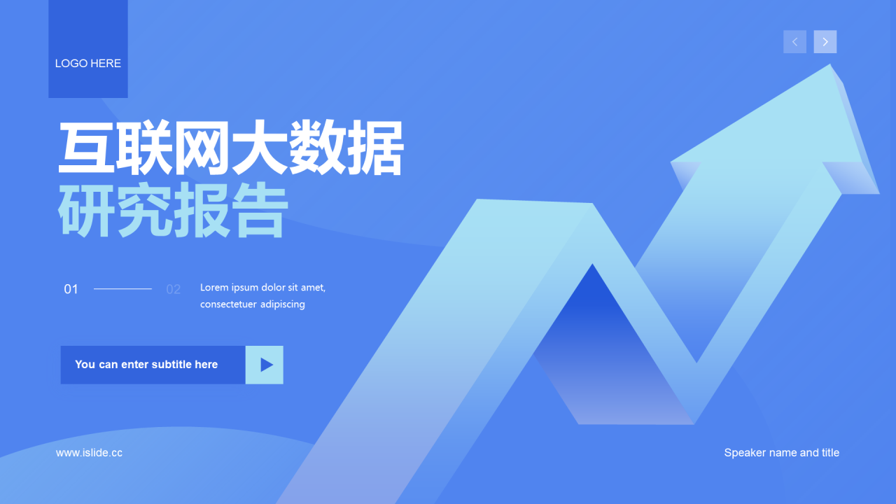 蓝色简约iT互联网研究报告PPT案例