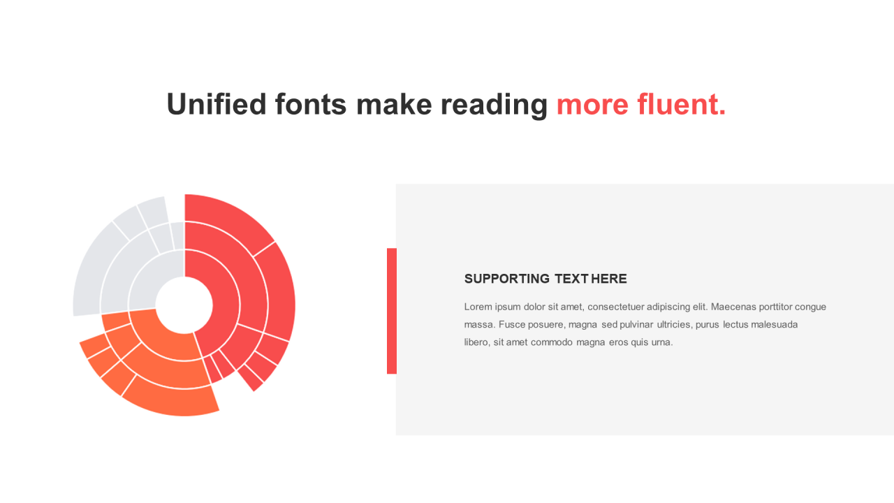 红色扁平PPT旭日图