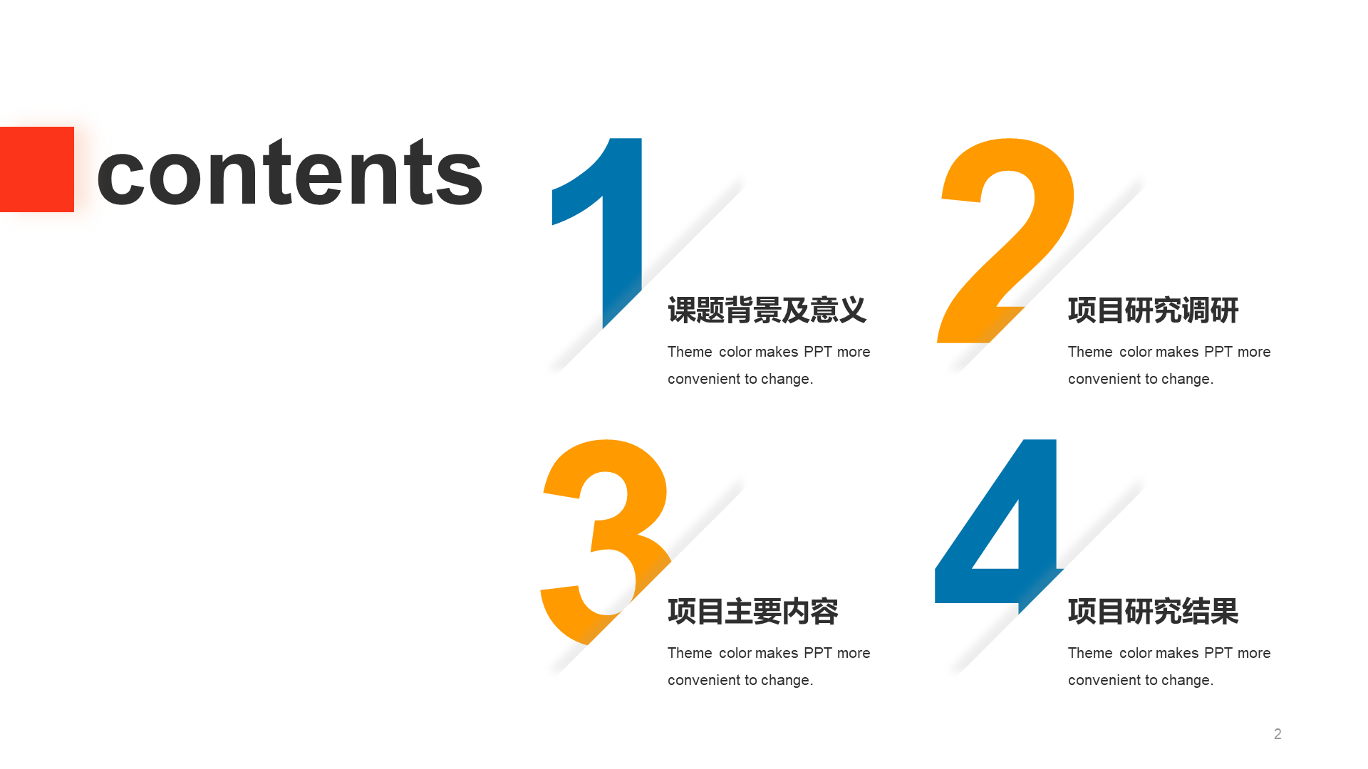 橙色简约扁平毕业答辩PPT主题