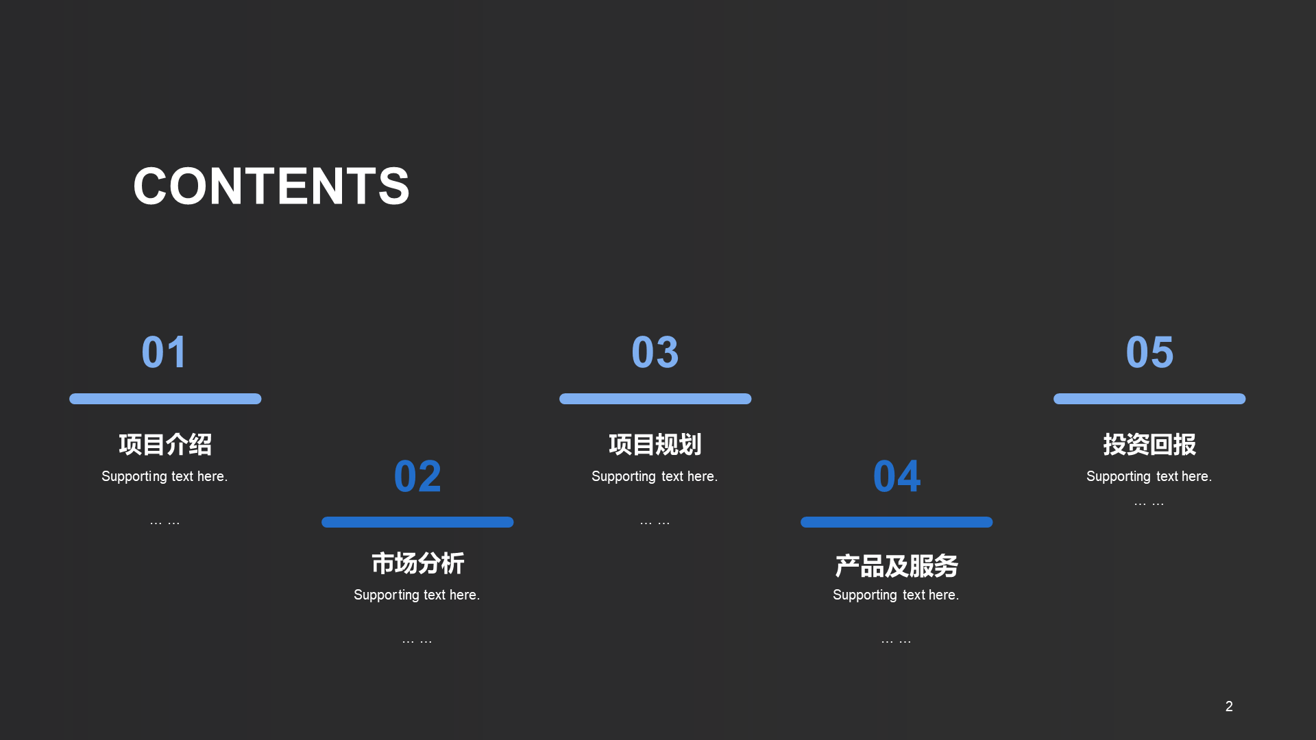 蓝色商务商业计划书PPT模板