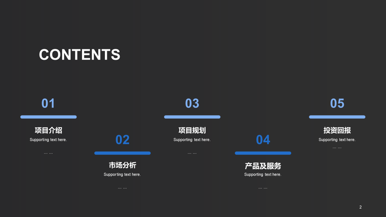 蓝色商务商业计划书PPT模板