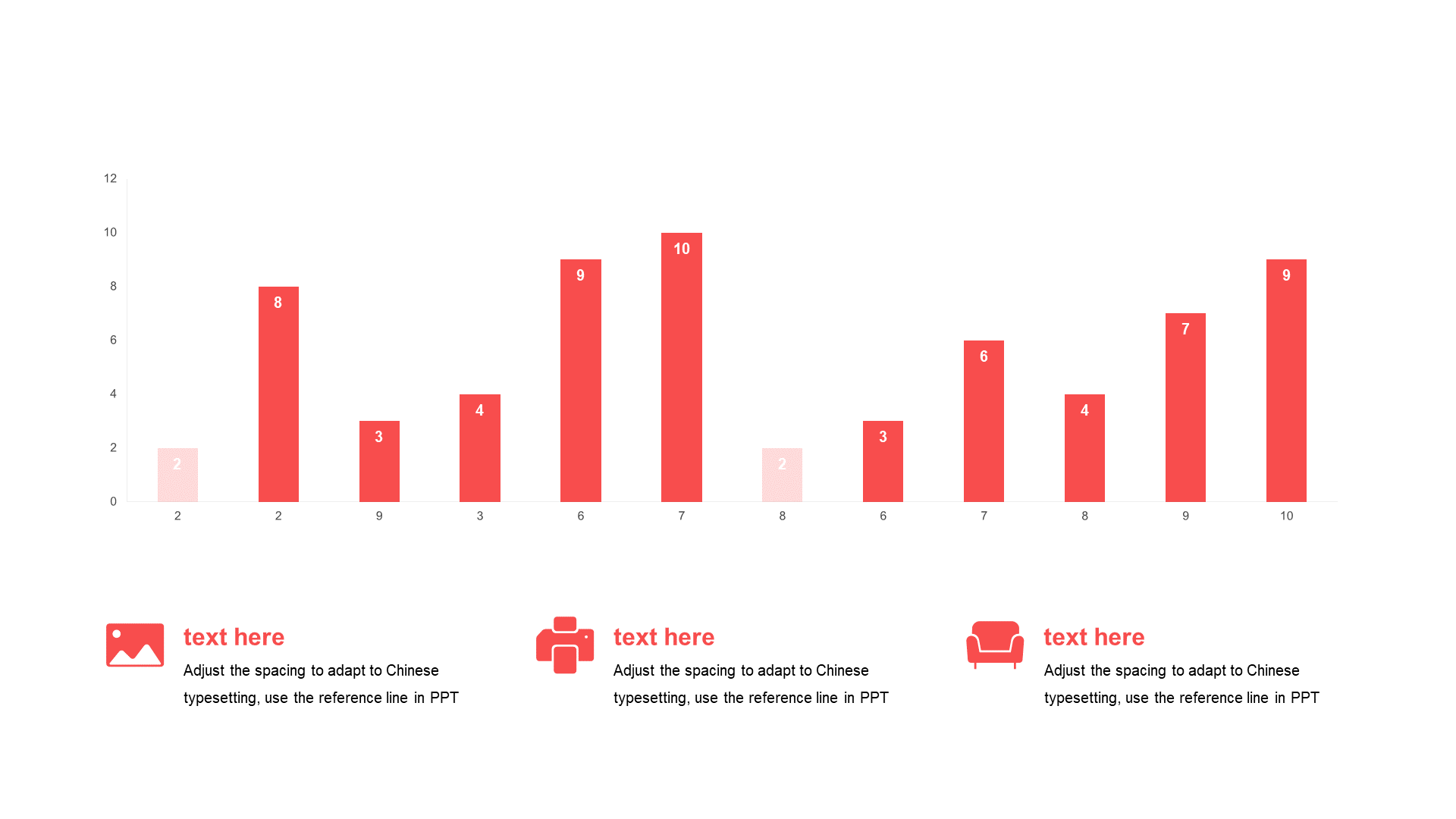 红色扁平PPT柱状图