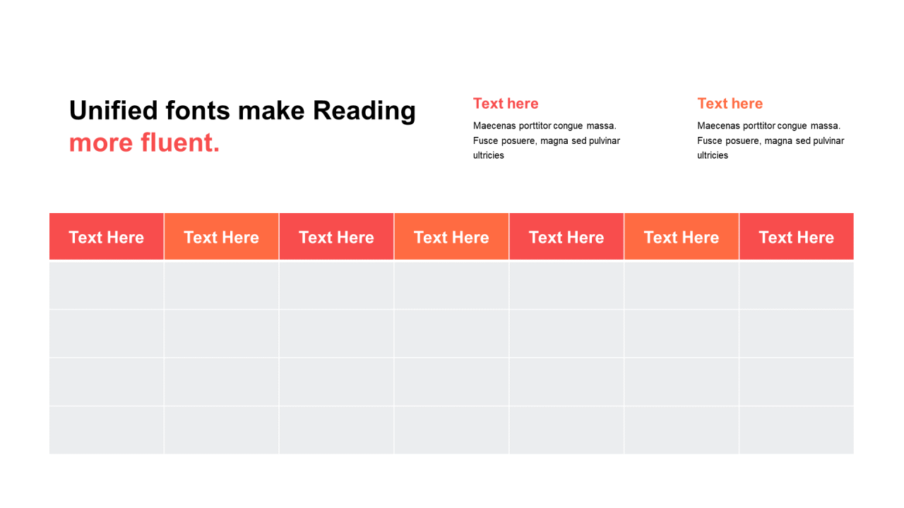 红色扁平PPT表格